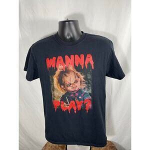 Chucky “Wanna Play?” Horror Movie T-Shirt Black Size L